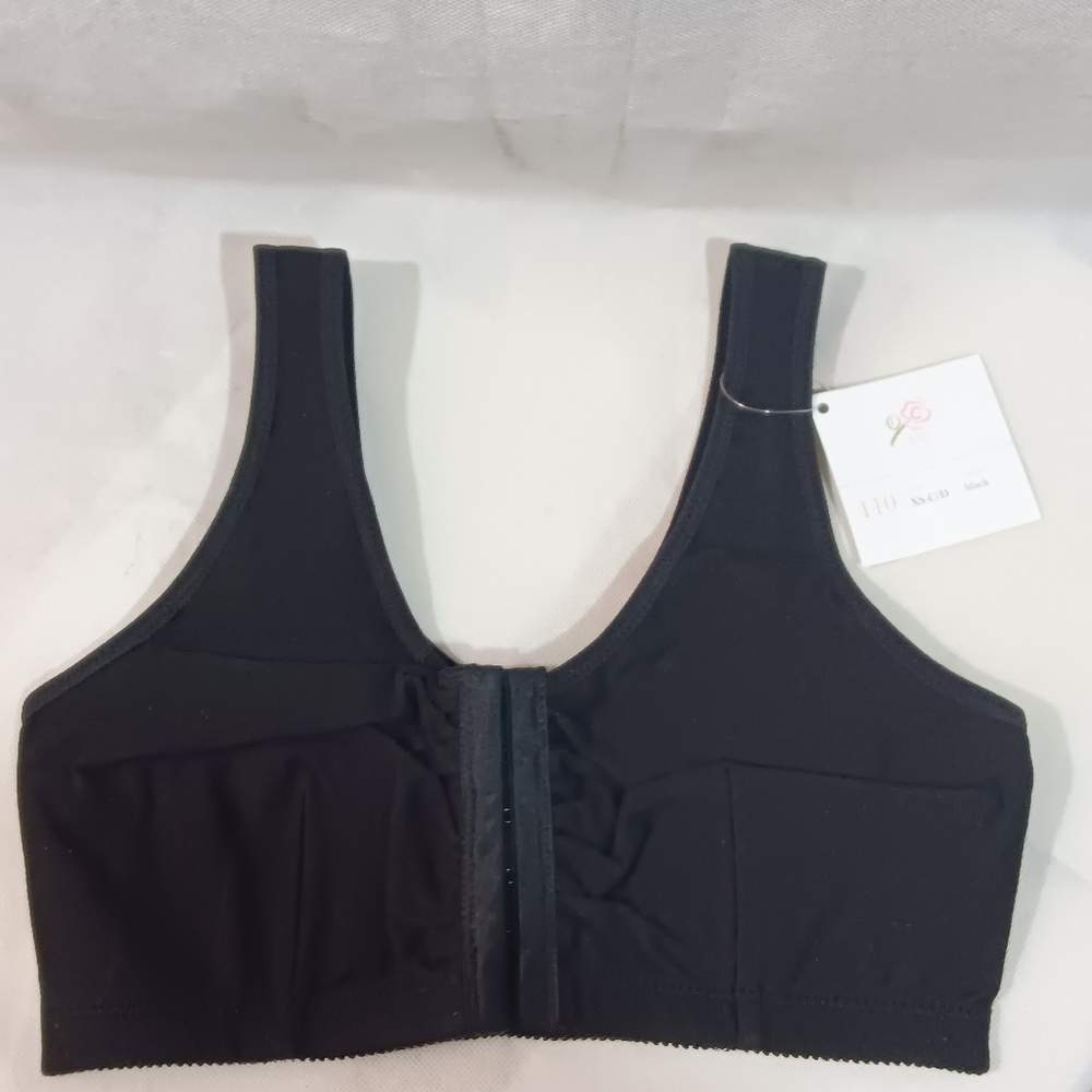 NWT American Breast Care Womens XS Bra C/D 110 Leisure Black ABC Front Closure